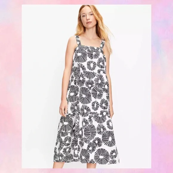LOFT | Dresses | Loft Petite Fire Work Tiered Square Neck Midi Dress |  Poshmark
